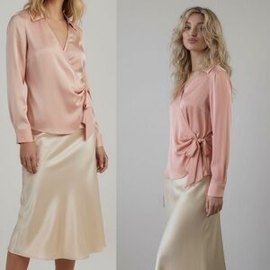 Luxurious Satin Set ✨ Grace Karin Blush Blouse & Hotouch Champagne Skirt